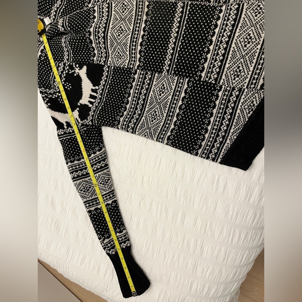 TELLURIDE CLOTHING Sweater Open Front Cardigan Deer Nordic Pattern Lambswool - Picture 14 of 17